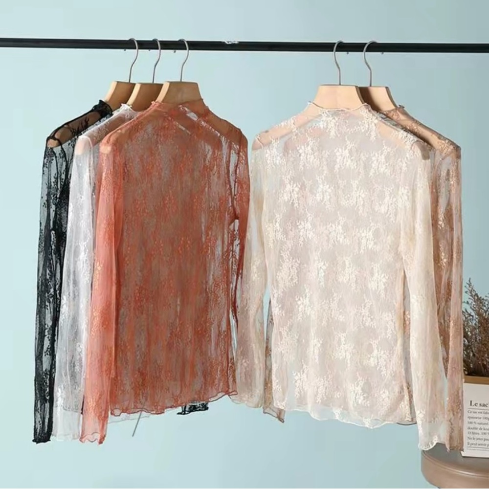 Elegant Lace Long Sleeve Tops